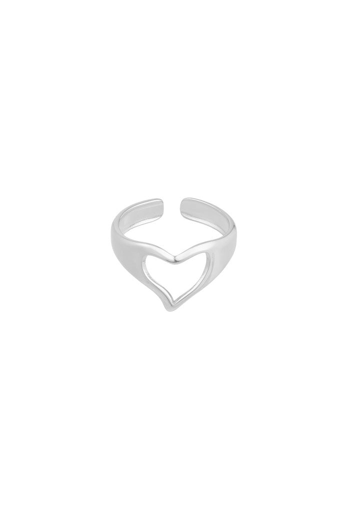 Silver Heart Stainless Steel Adjustable Ring