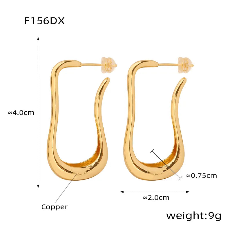 Casual Simple Style U Shape Plating Copper 18k Gold Plated Ear Studs