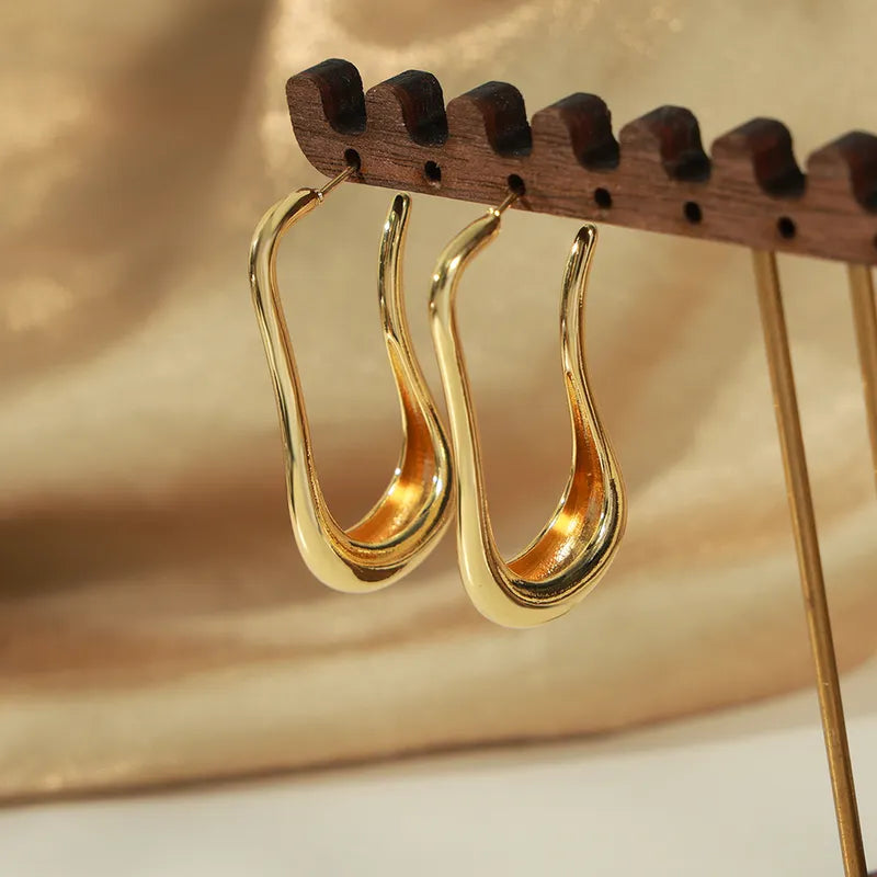 Casual Simple Style U Shape Plating Copper 18k Gold Plated Ear Studs
