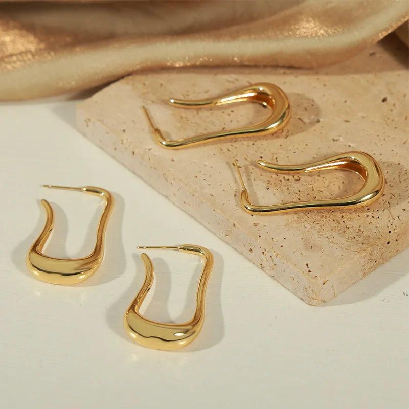 Casual Simple Style U Shape Plating Copper 18k Gold Plated Ear Studs