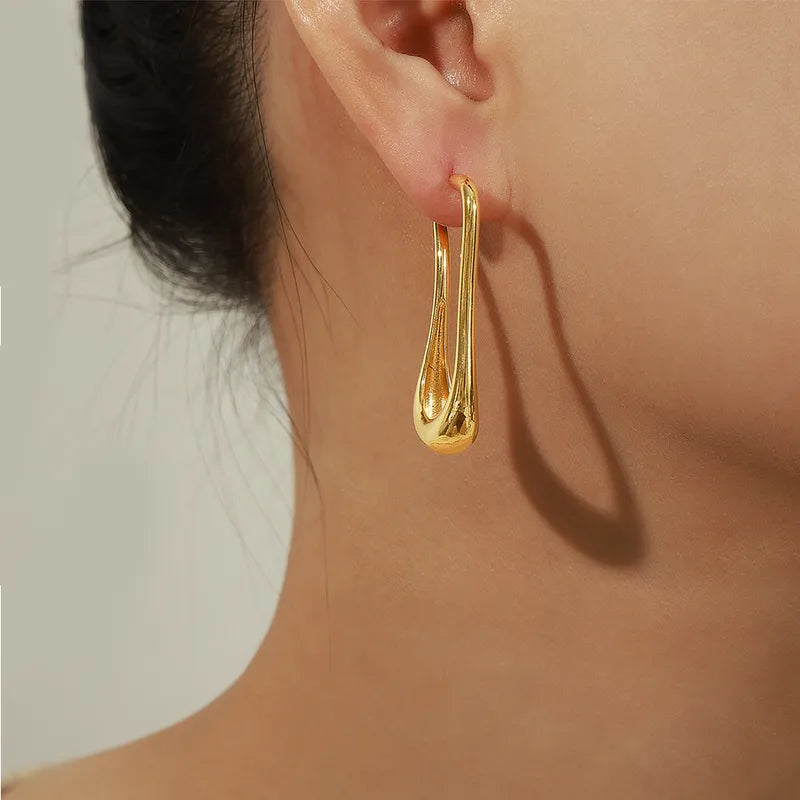 Casual Simple Style U Shape Plating Copper 18k Gold Plated Ear Studs