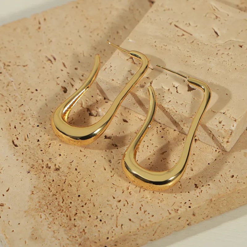 Casual Simple Style U Shape Plating Copper 18k Gold Plated Ear Studs