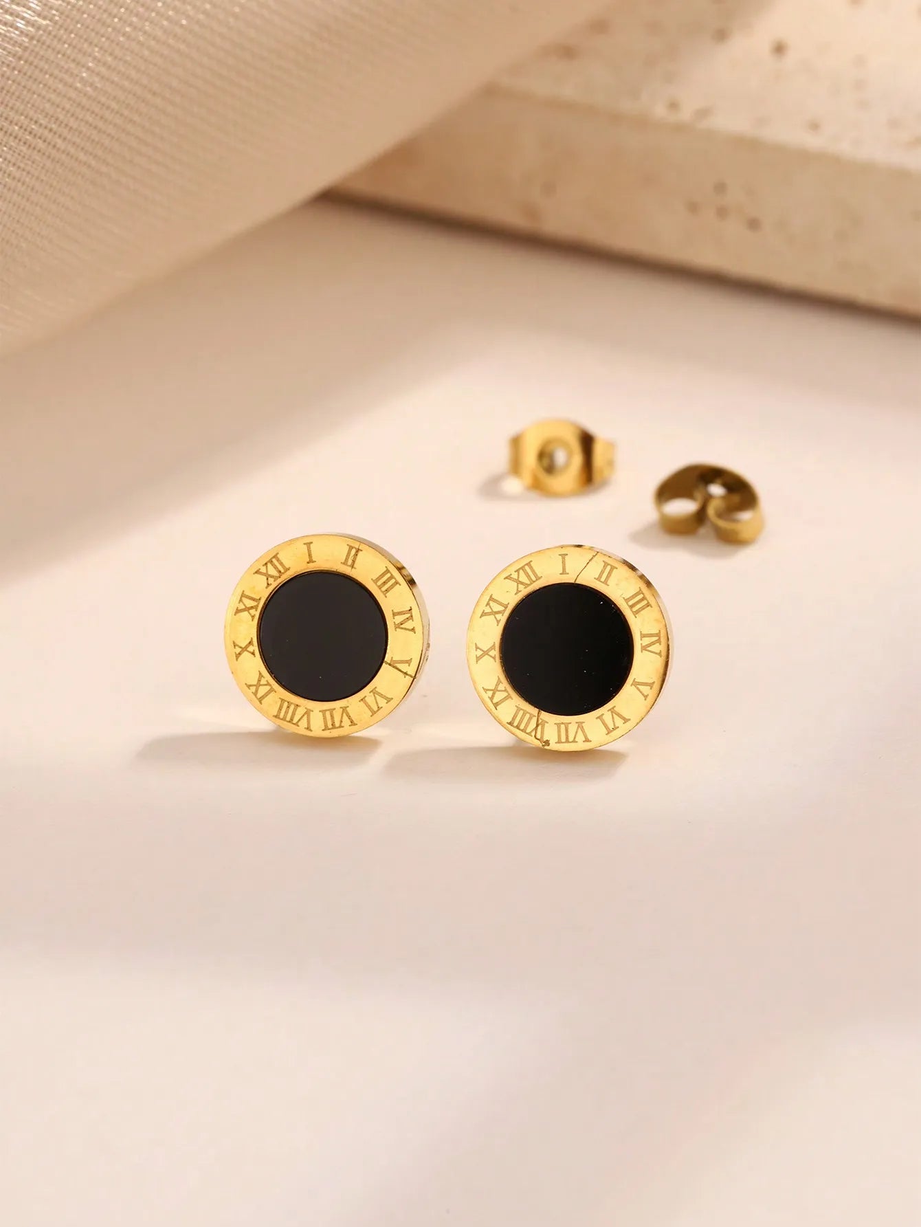 Elegant Simple Style Roman Numeral 304 Stainless Steel 18K Gold Plated Ear Studs Threader Earrings