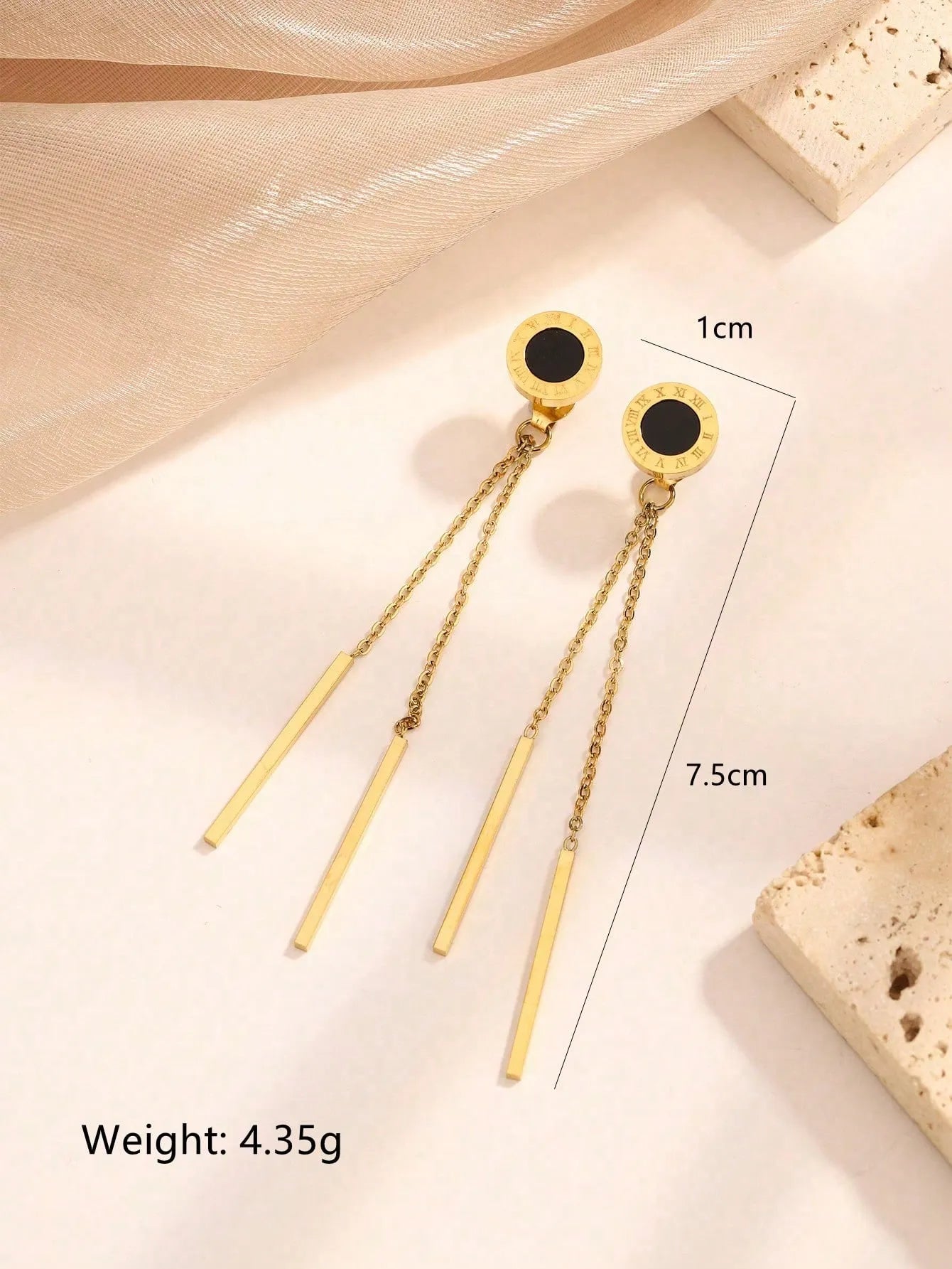 Elegant Simple Style Roman Numeral 304 Stainless Steel 18K Gold Plated Ear Studs Threader Earrings