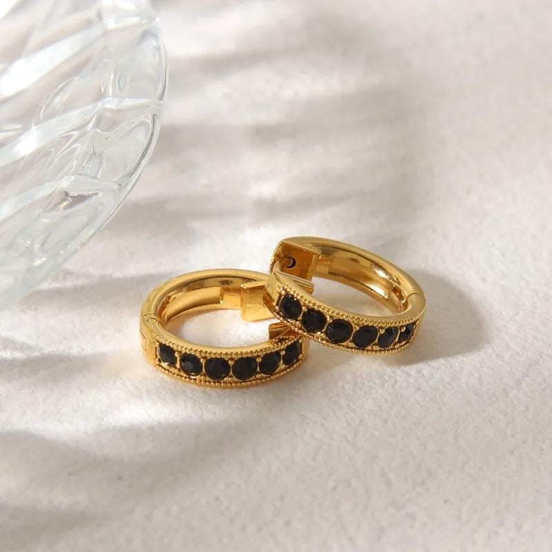 Commute Round 304 Stainless Steel 14K Gold Plated Hoop