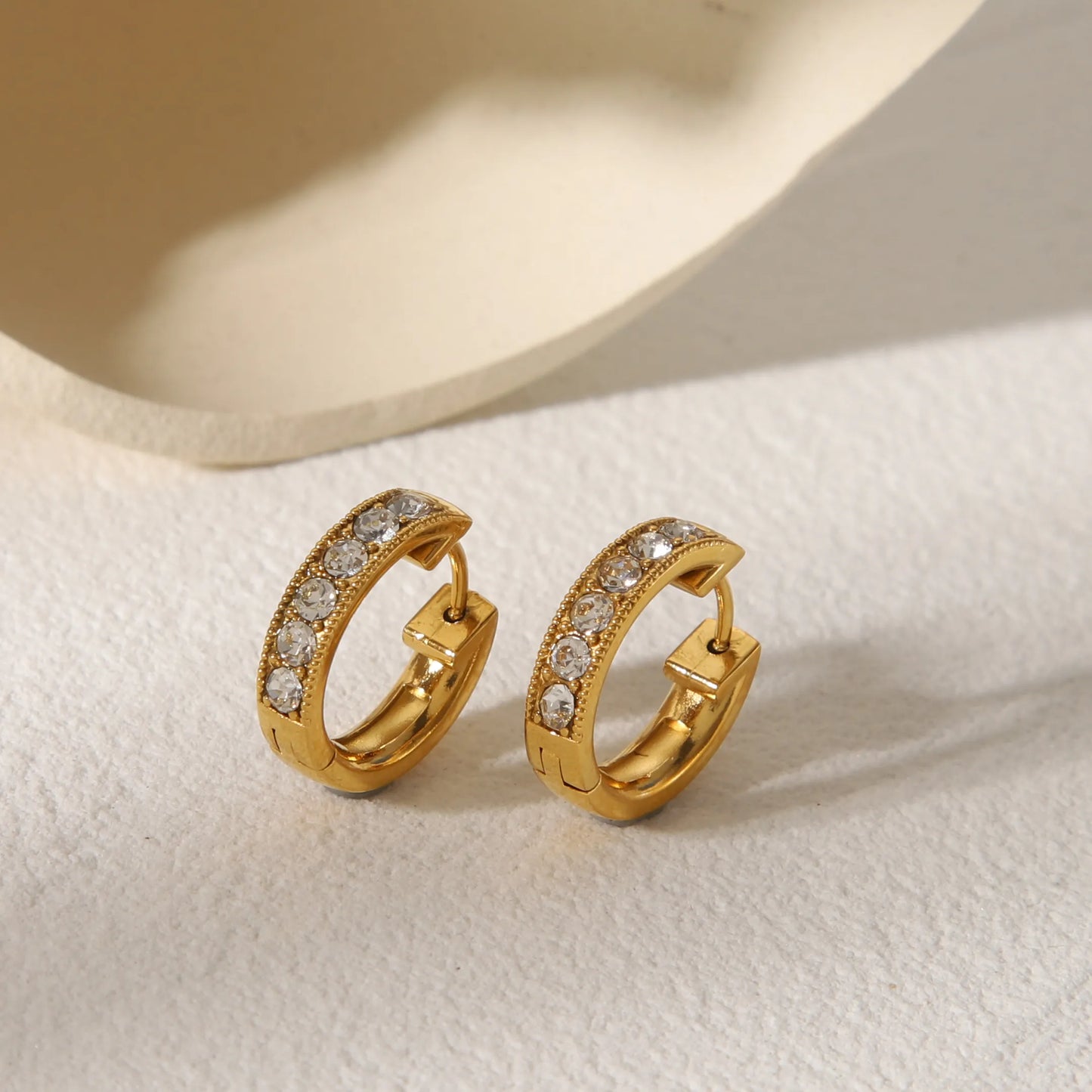 Commute Round 304 Stainless Steel 14K Gold Plated Hoop