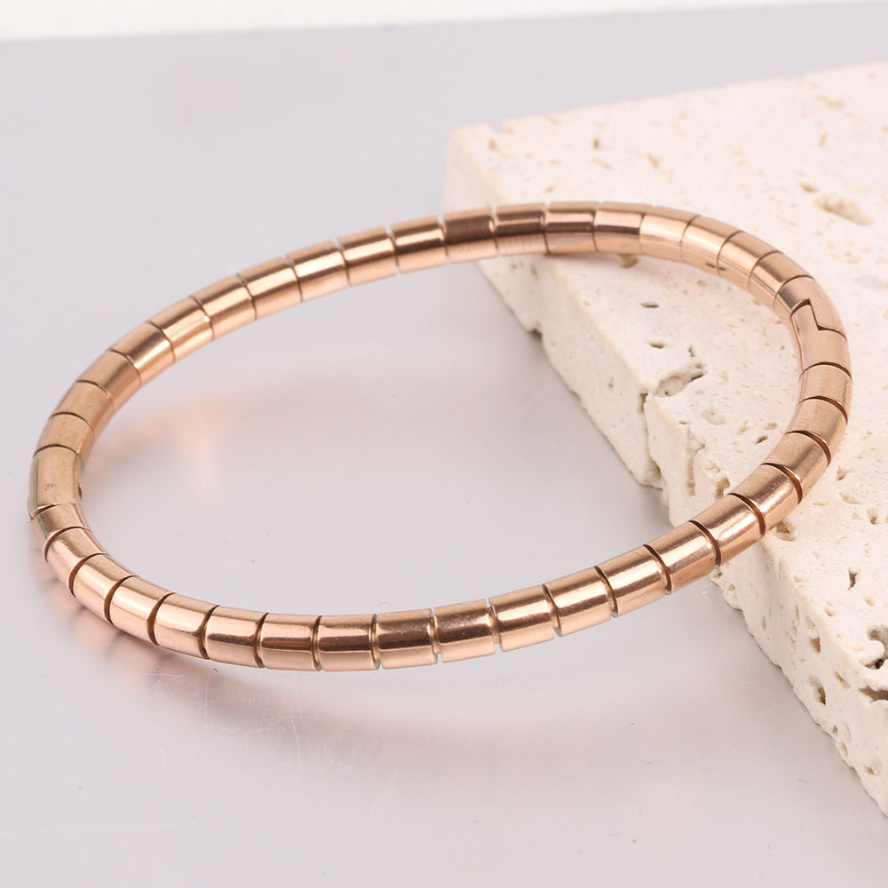 Simple Style Solid Color Stainless Steel Plating Gold Plated Bangle