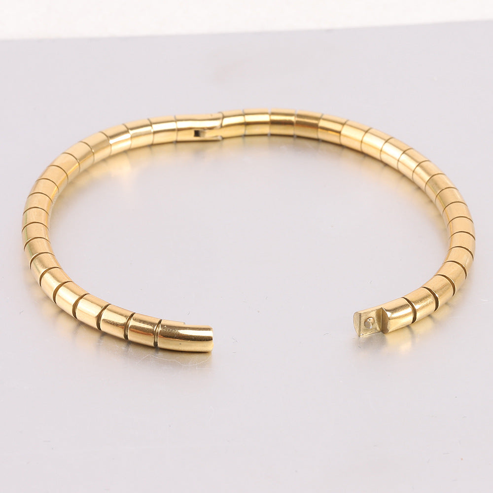 Simple Style Solid Color Stainless Steel Plating Gold Plated Bangle