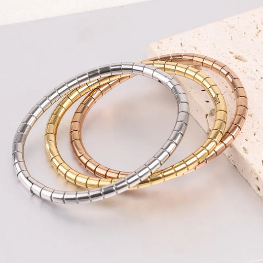 Simple Style Solid Color Stainless Steel Plating Gold Plated Bangle