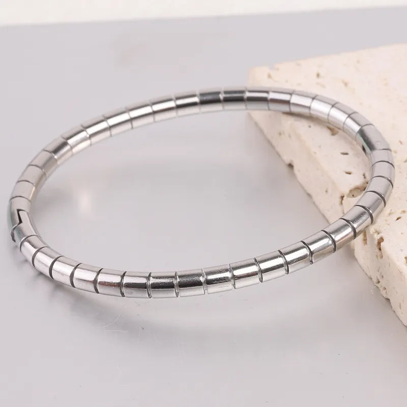 Simple Style Solid Color Stainless Steel Plating Gold Plated Bangle