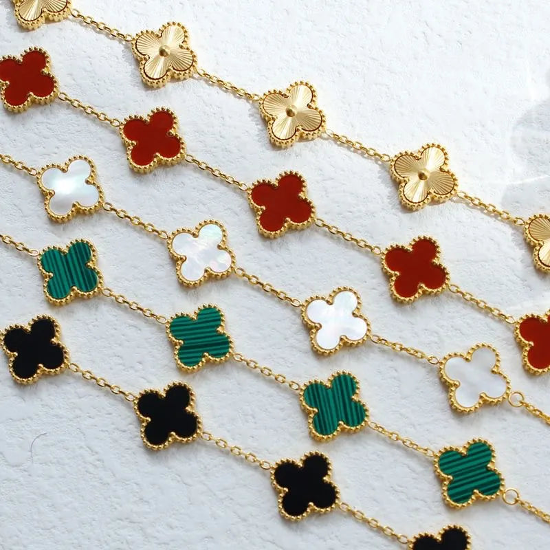Double Sided Clover Stainless Steel Plating 18k Gold Plated Bracelets