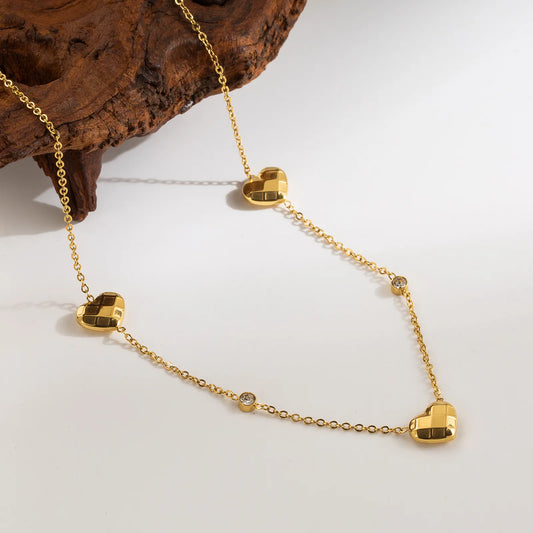 Heart Stainless Steel Plating 18k Gold Plated Necklace