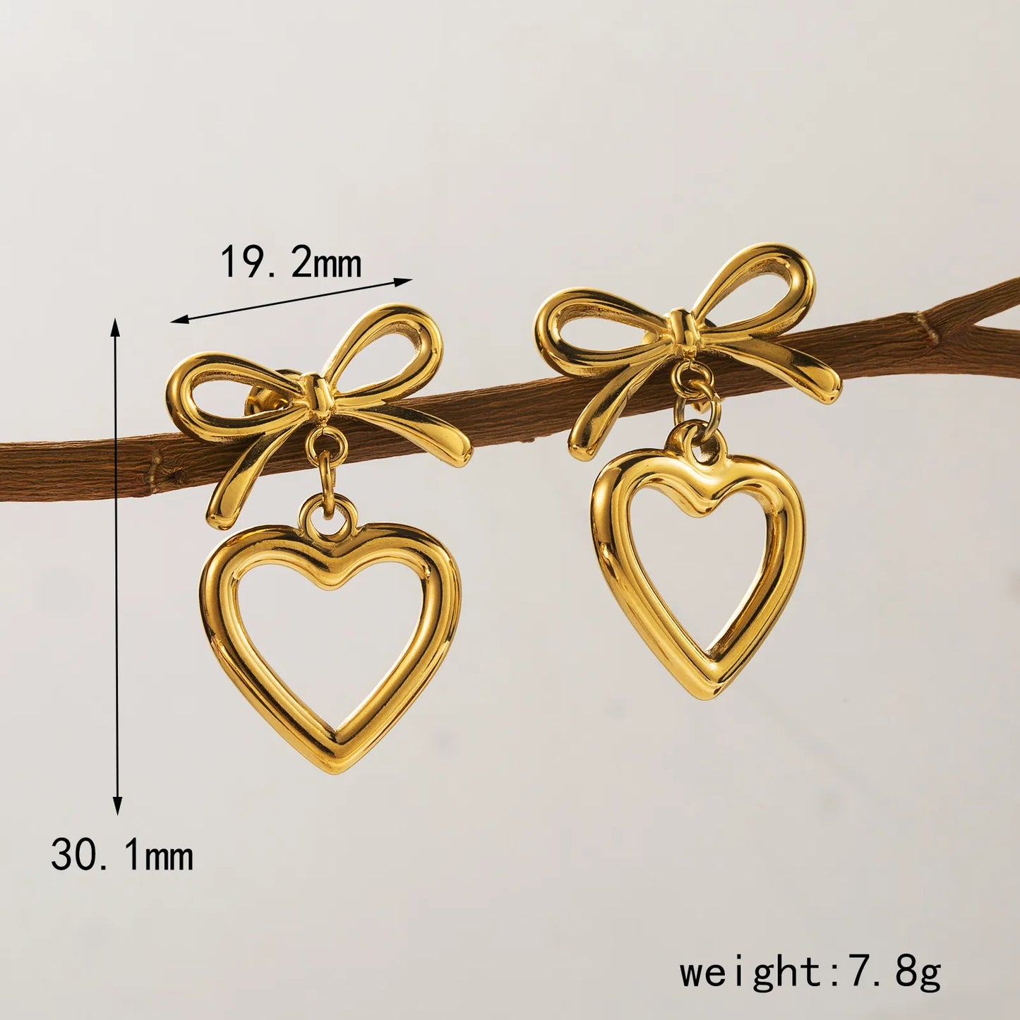 Style Classic Style Geometric Heart Shape Bow Knot Pearl Hollow Out 304 Stainless Steel 14K Gold Plated Drop Earrings
