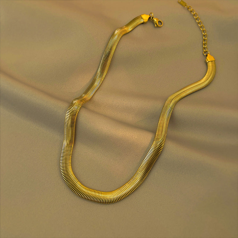 Geometric Titanium Steel Patchwork Plating Chain Necklace