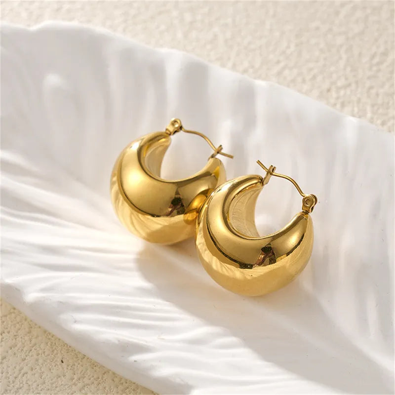 Retro Simple Style Classic Style Solid Color 304 Stainless Steel 18K Gold Plated Earrings
