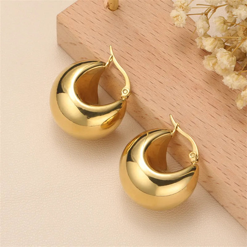 Retro Simple Style Classic Style Solid Color 304 Stainless Steel 18K Gold Plated Earrings