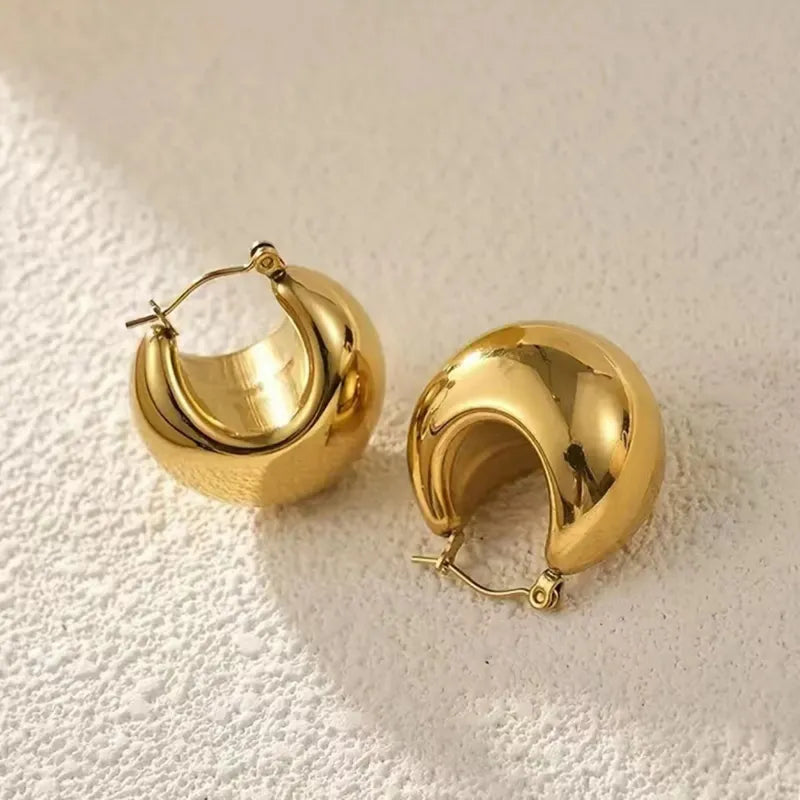 Retro Simple Style Classic Style Solid Color 304 Stainless Steel 18K Gold Plated Earrings