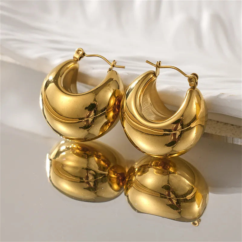 Retro Simple Style Classic Style Solid Color 304 Stainless Steel 18K Gold Plated Earrings