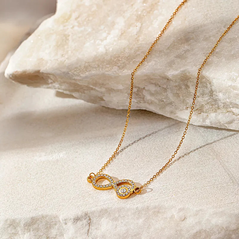 Luxurious Infinity Geometric 304 Stainless Steel 18K Gold Plated Pendant Necklace