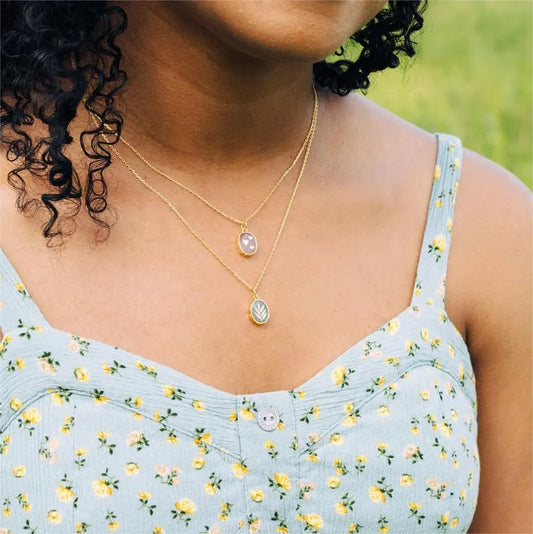 Printed Patterned Geometric Copper Plating 18k Gold Plated Pendant Necklace