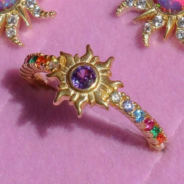 Elegant Sun Copper 18k Gold Plated Bracelet , Earring or Ring