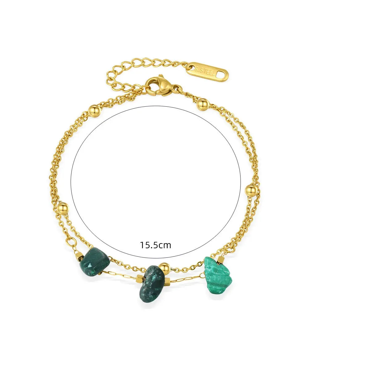 Solid Color Titanium Steel Plating Inlay Turquoise Bracelets