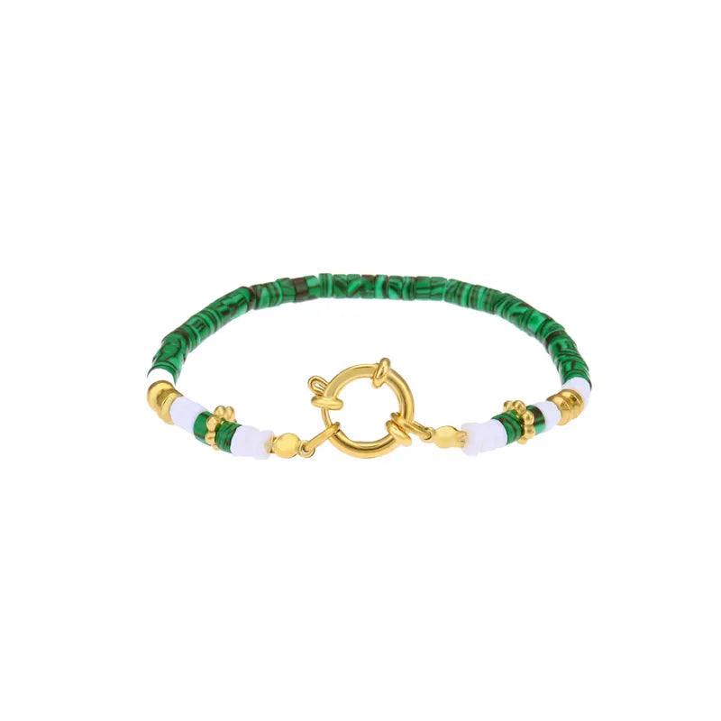 Solid Color Titanium Steel Plating Inlay Turquoise Bracelets
