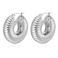 Silver Stainless Steel Shell Hoop Earring