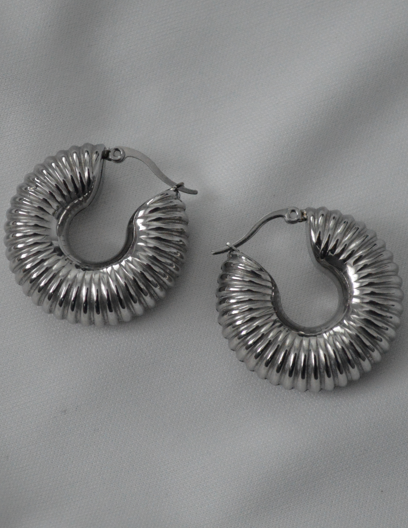 Silver Stainless Steel Shell Hoop Earring