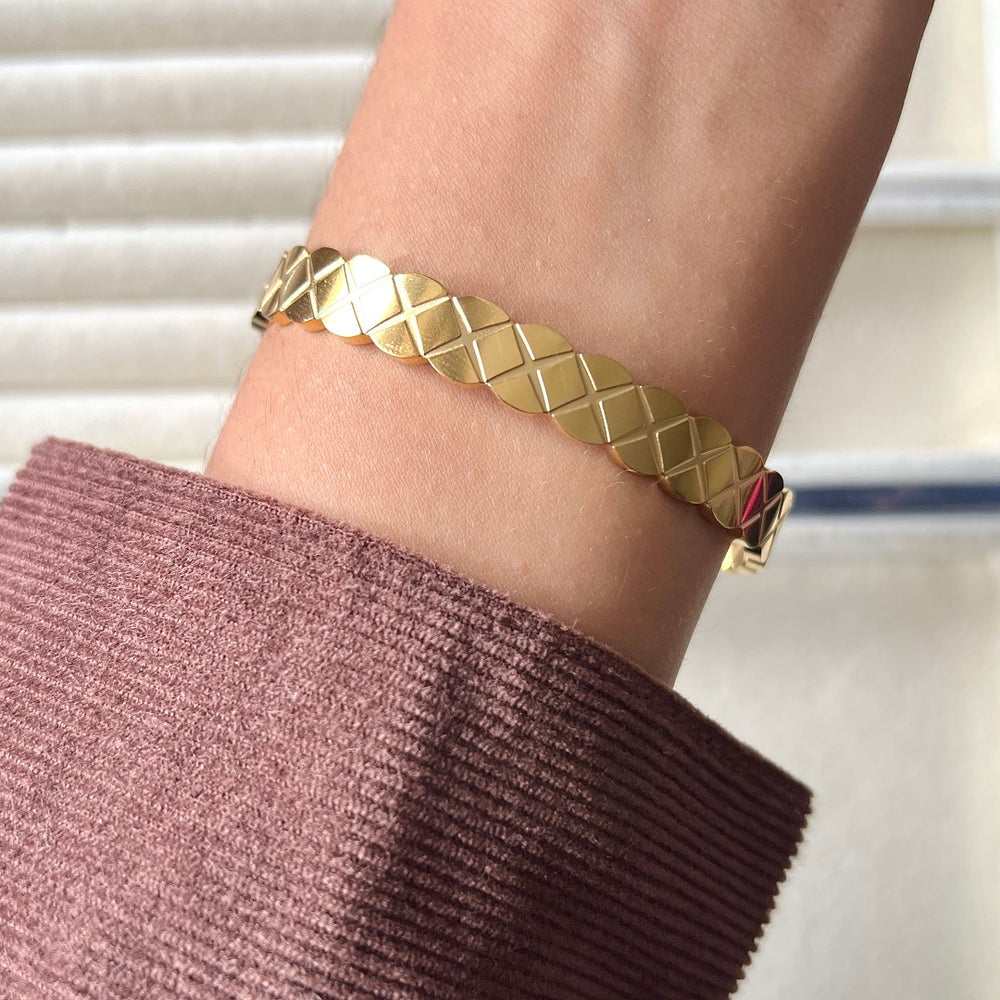 X Marks The Spot 18K Gold Plated and Stainless Steel Bracelet