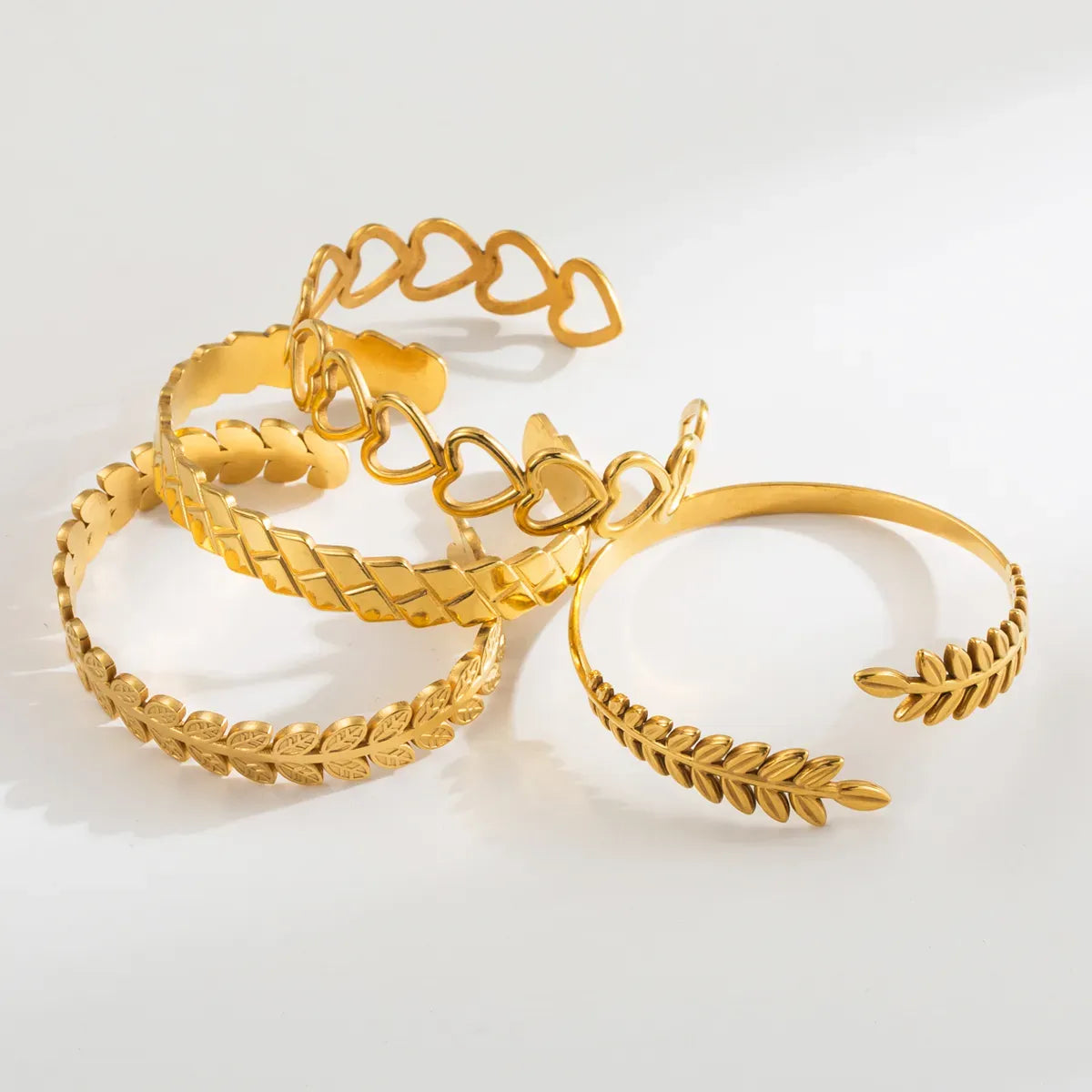 Style Leaves Heart Shape Argyle Stainless Steel Plating