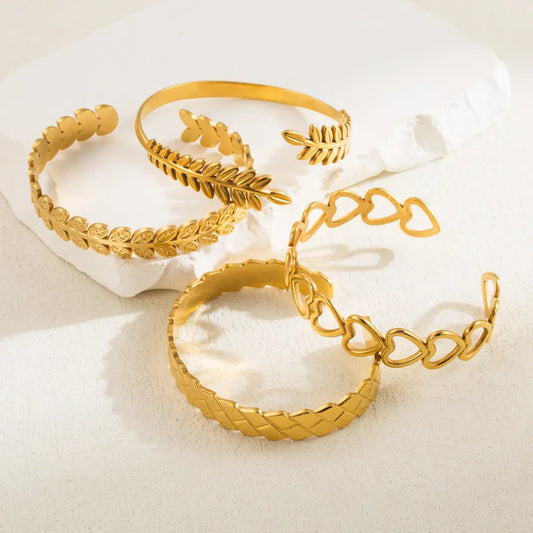 Style Leaves Heart Shape Argyle Stainless Steel Plating