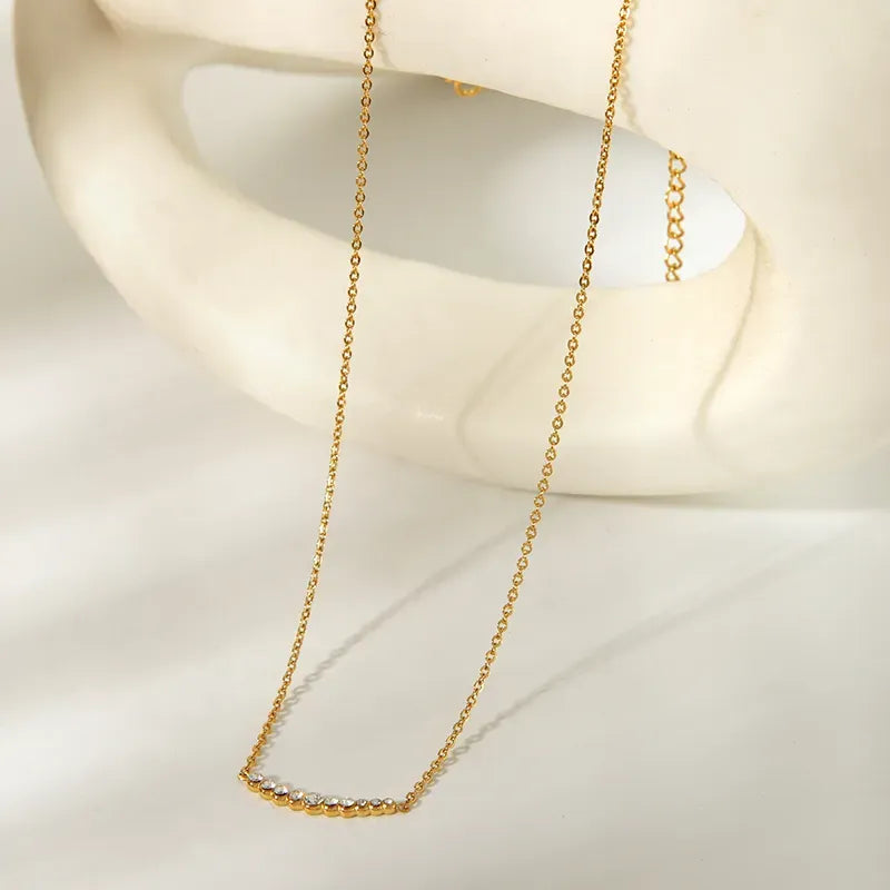 Stainless Steel Plating Inlay Rhinestones 18K Gold Plated Necklace