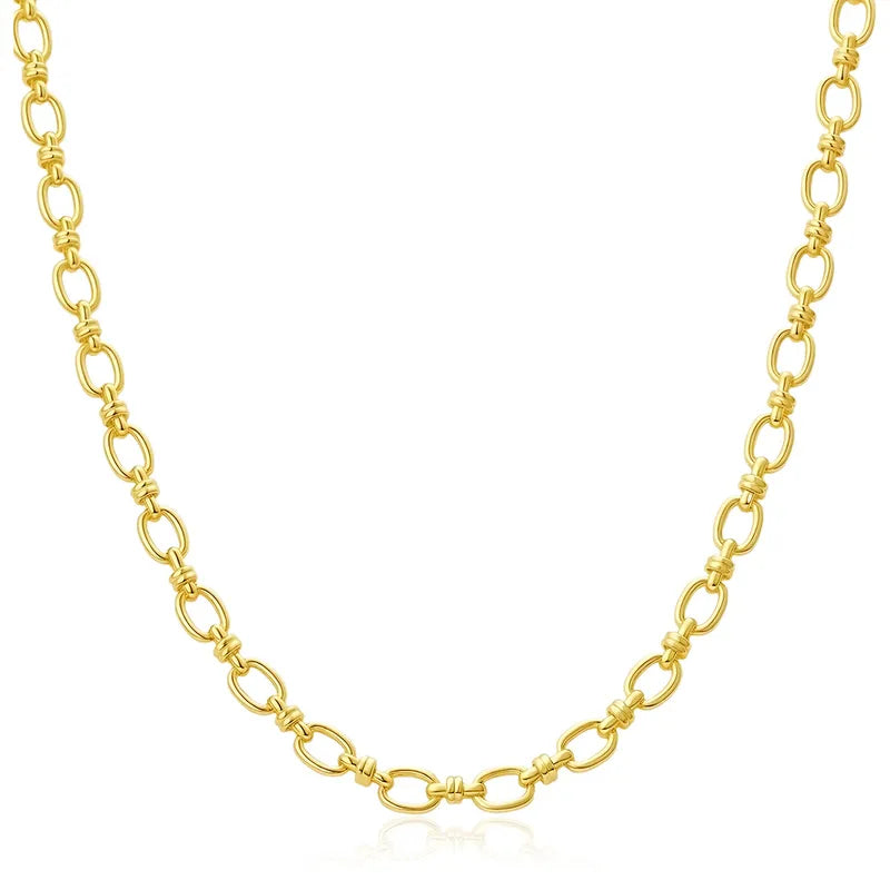 Stylish Oval Stainless Steel 18K Gold Plated Necklace