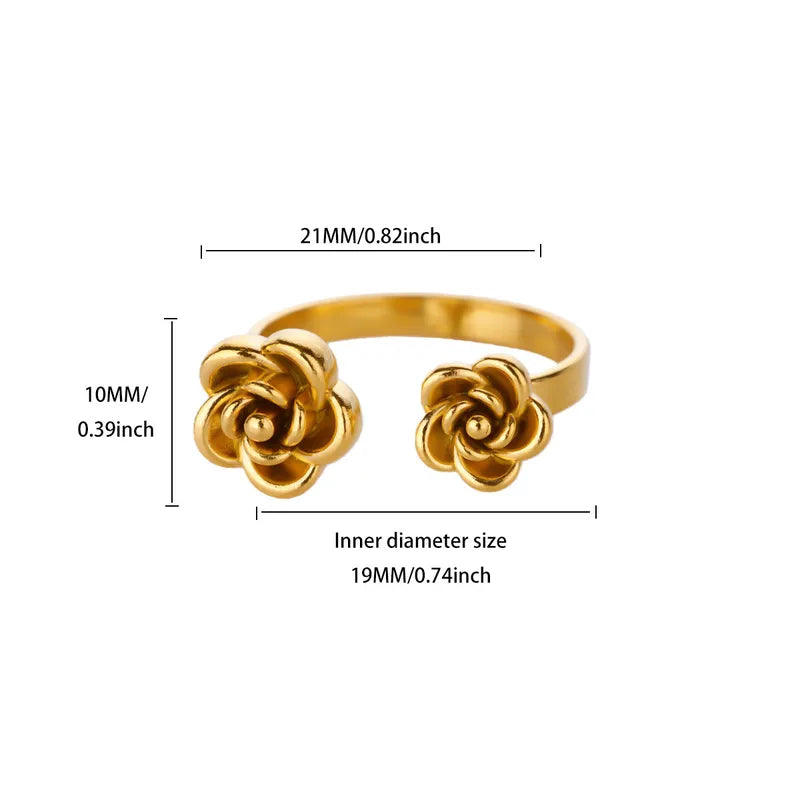 Rose 304 Stainless Steel 18K Gold Plated Ring