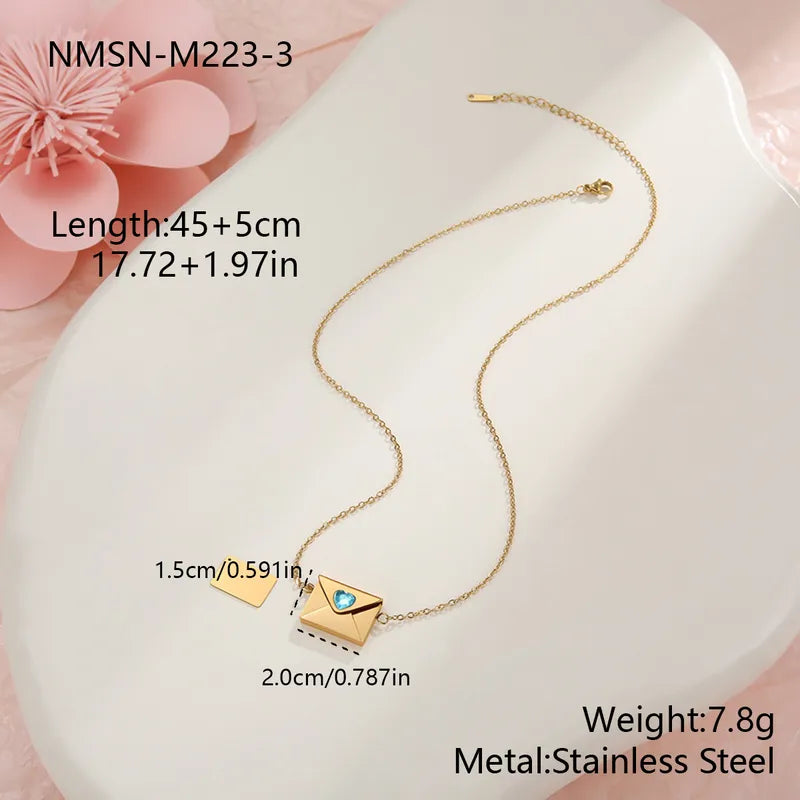 Envelope Heart Gift 18K Gold Plated 304 Stainless Steel Necklace