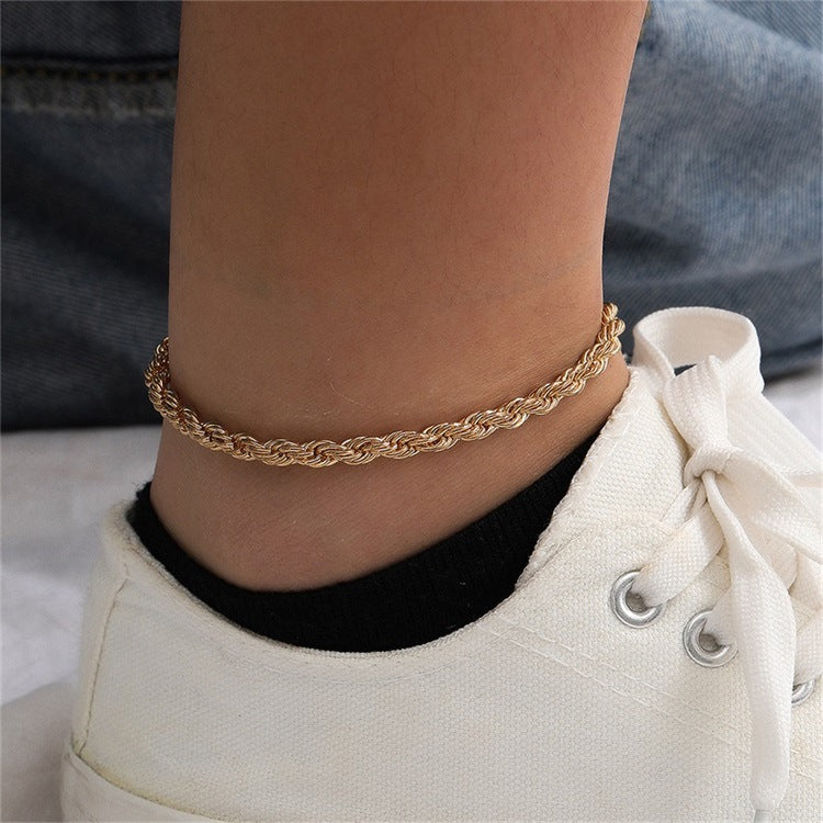Rose Gold 14k Gold-plated Stainless Steel Twist Anklet