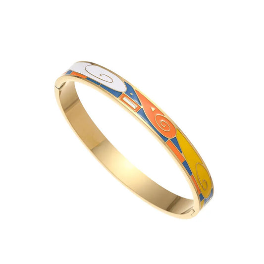 Stain Glass Oil-Dropping Flower Titanium Steel Bracelet Stainless Steel Enamel Bracelet
