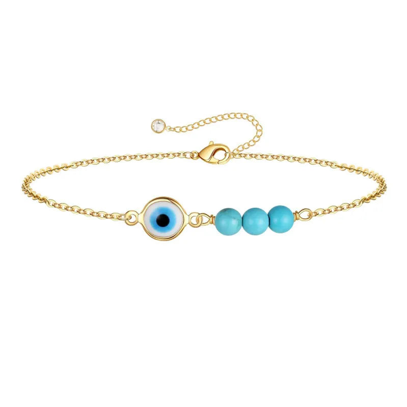 Retro devil's eye stainless steel turquoise plating 18k gold plated bracelets
