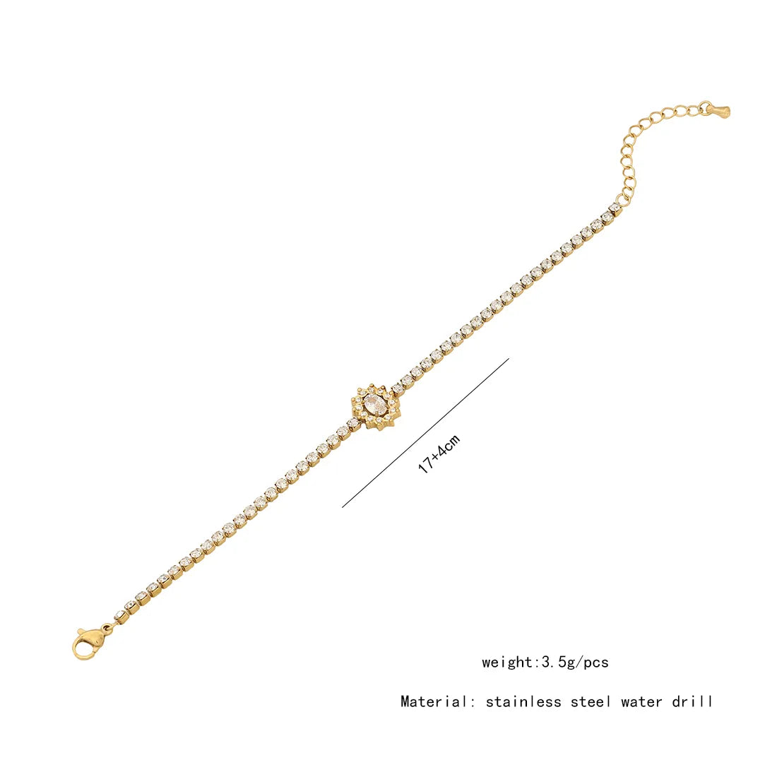 Water Droplets Heart Shape Stainless Steel Plating Inlay Zircon Bracelets