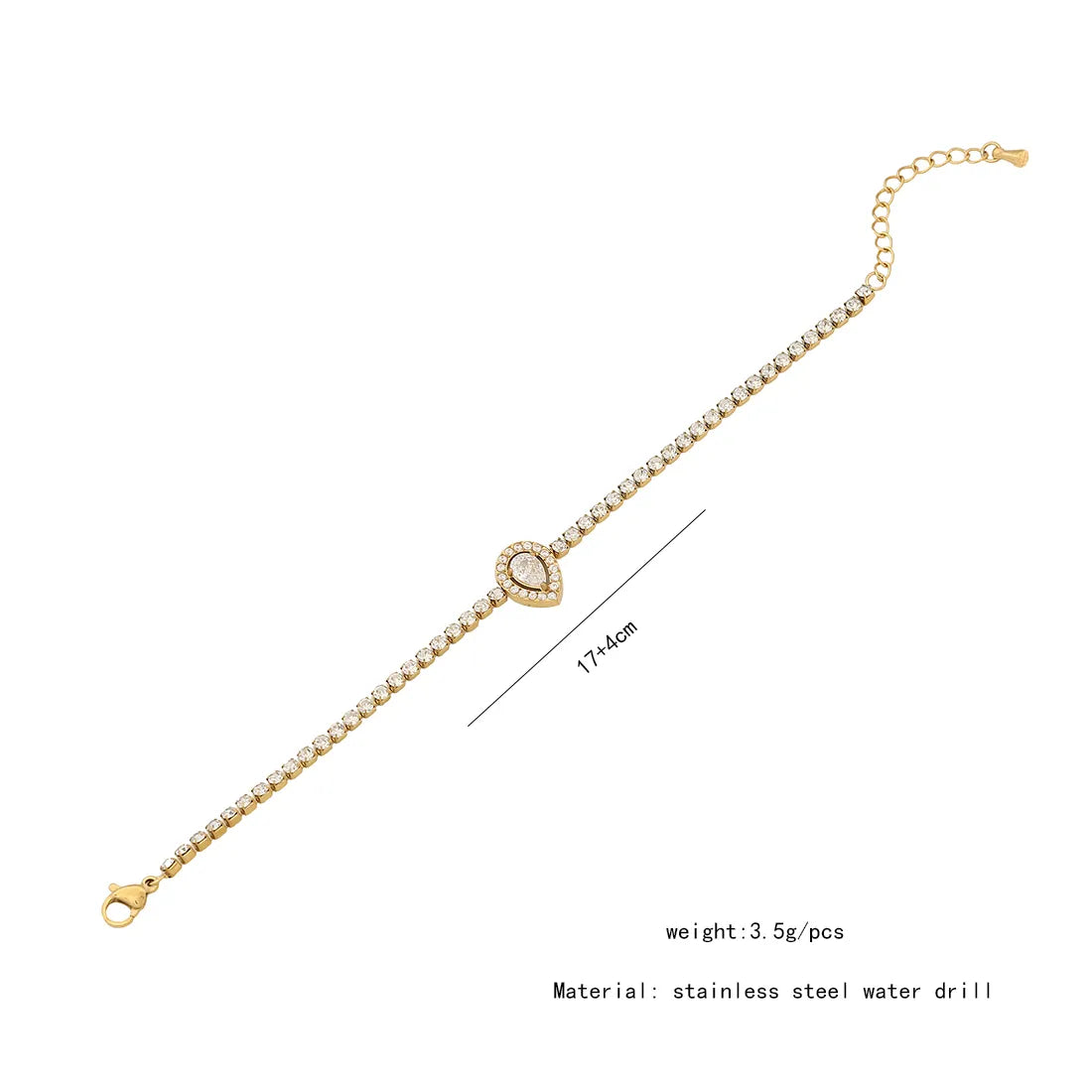 Water Droplets Heart Shape Stainless Steel Plating Inlay Zircon Bracelets