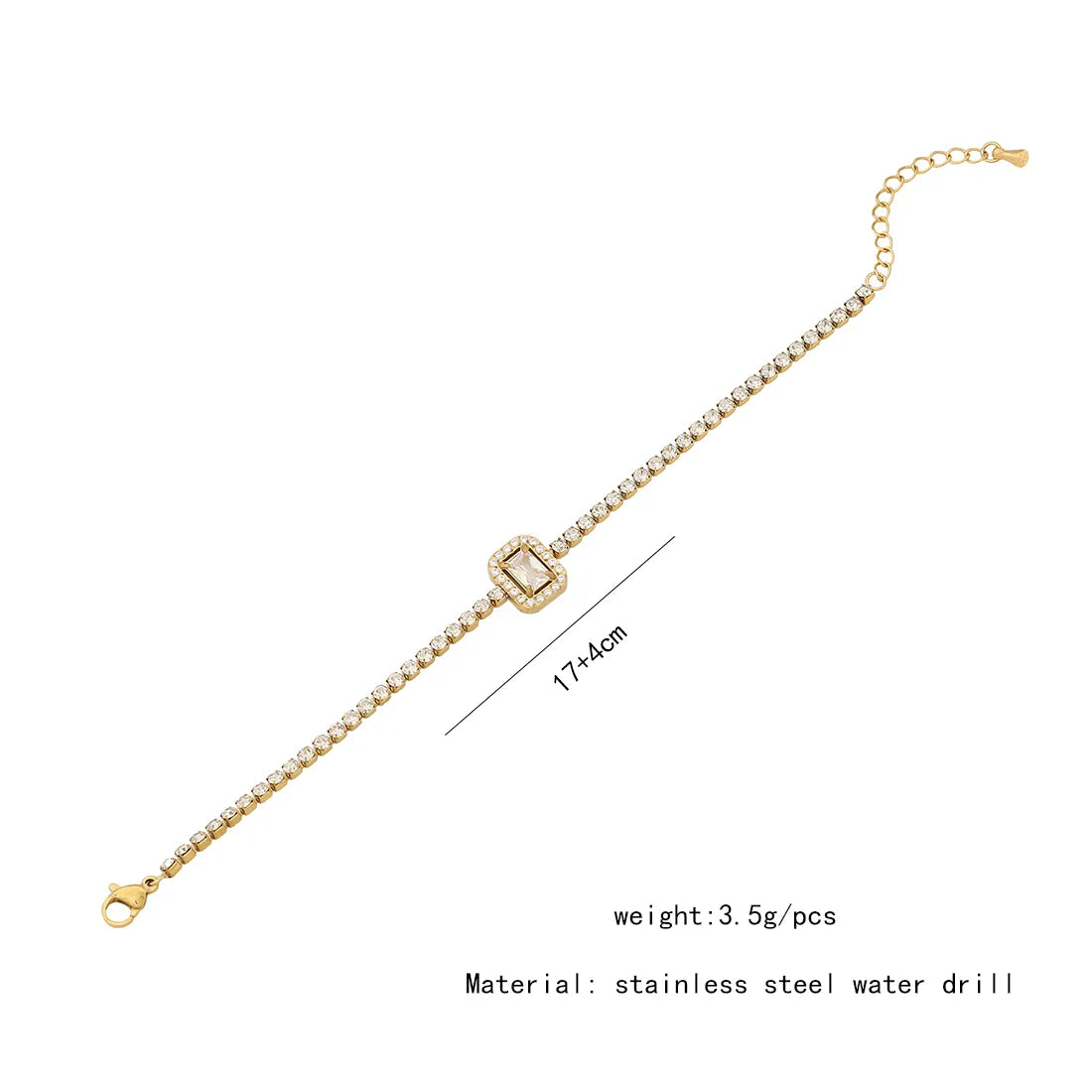Water Droplets Heart Shape Stainless Steel Plating Inlay Zircon Bracelets