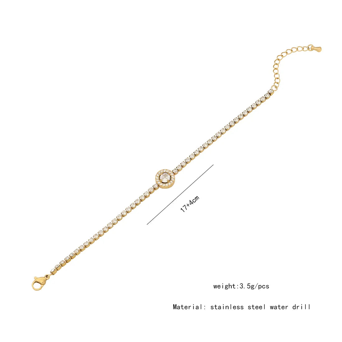 Water Droplets Heart Shape Stainless Steel Plating Inlay Zircon Bracelets