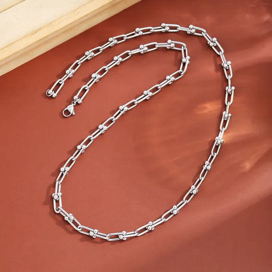 Stainless Steel Hip-Hop Simple Style Solid Color Necklace