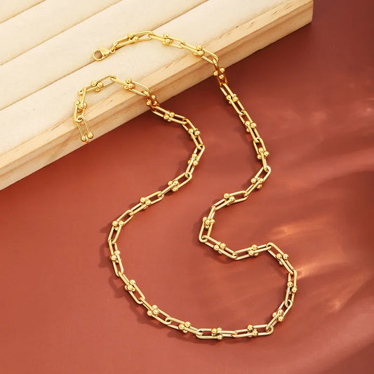 Stainless Steel Hip-Hop Simple Style Solid Color Necklace