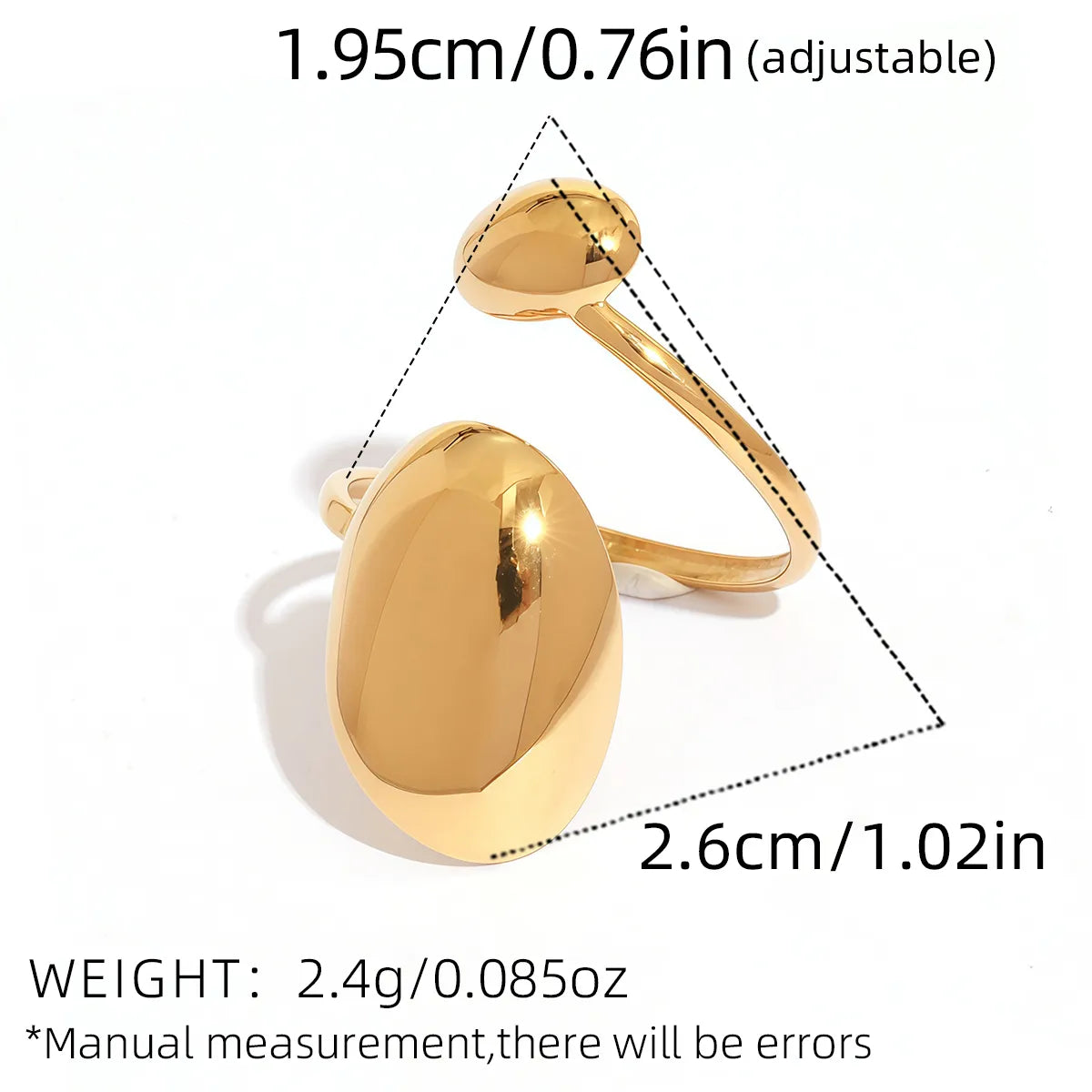 Ladies' Infinity Symbol 18K Gold Plated Stainless Steel Open Ring