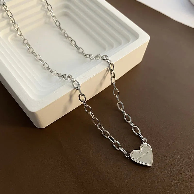 Titanium Steel 18K Gold Plated Simple Style Heart Shape Necklace