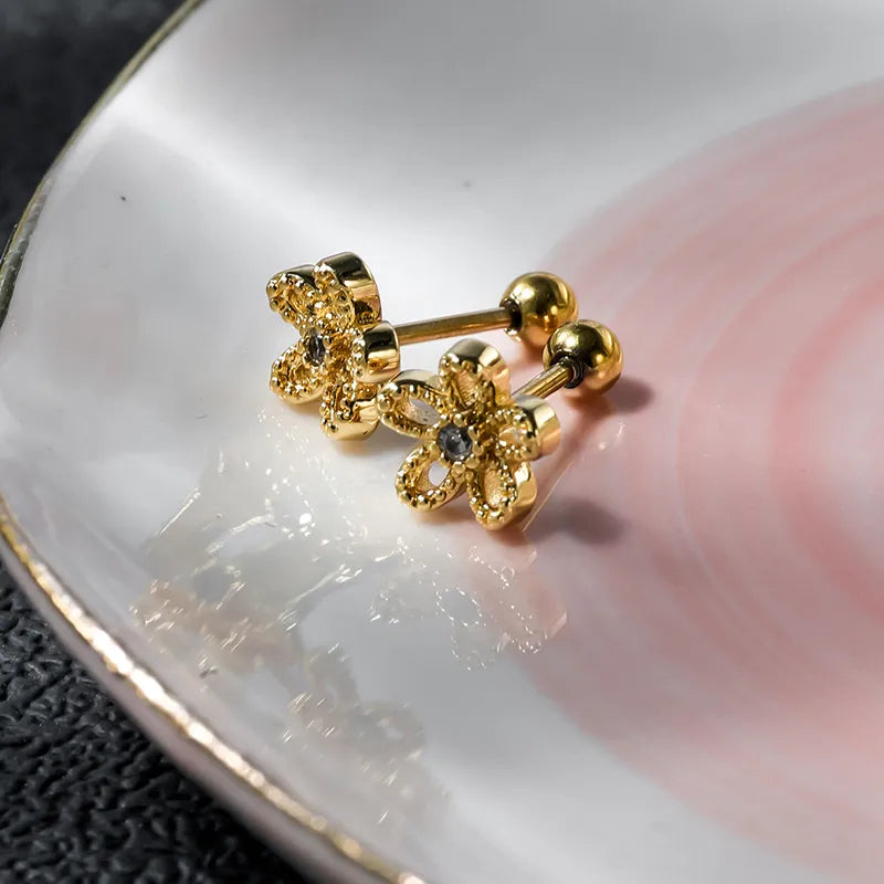 Sweet Flower 18K Gold Plated Stainless Steel Earring