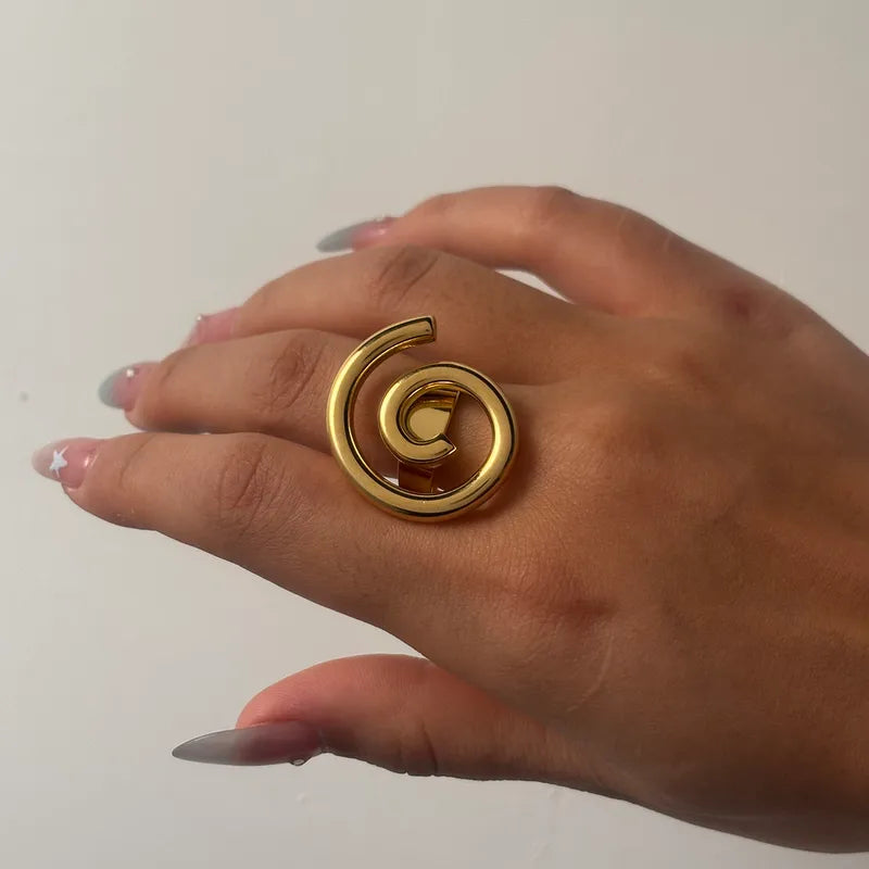 Coral Swirl Ring 304 Stainless Steel 18K Gold Plated Plating Open Rings