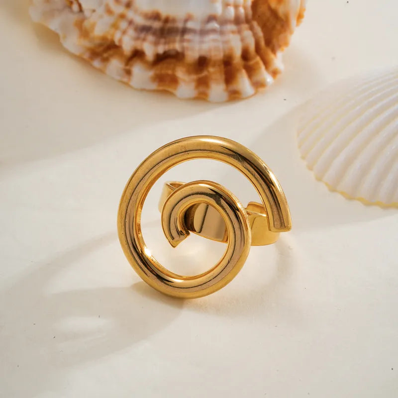 Coral Swirl Ring 304 Stainless Steel 18K Gold Plated Plating Open Rings